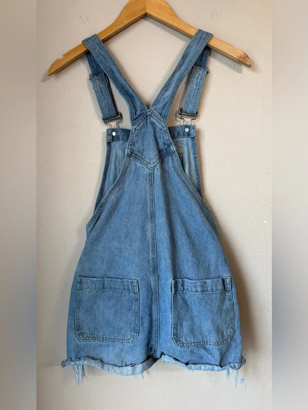 Nature Denim Cotton Distressed Blue Denim Overalls Womens Size Small
